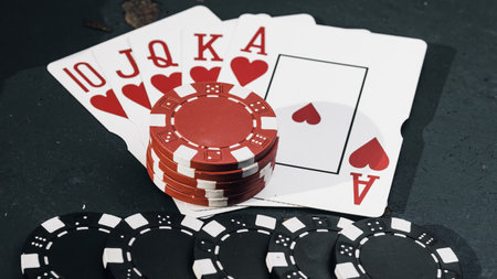 Stack of poker chips for high-stakes casino gamesの写真素材