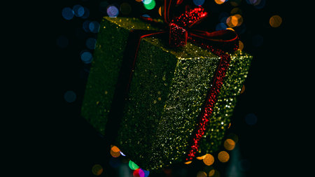 Christmas decorations. Colorful Christmas lights backgroundの写真素材