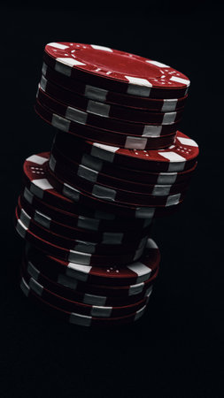 Stack of poker chips for high-stakes casino gamesの写真素材