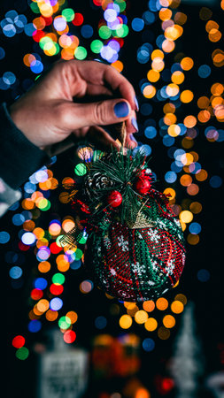 Christmas decorations. Colorful Christmas lights backgroundの写真素材