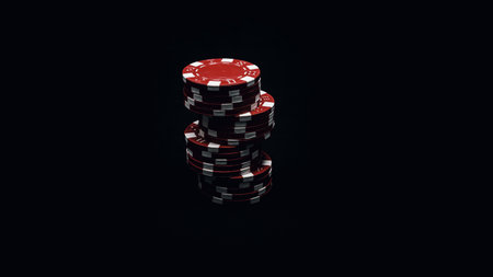Stack of poker chips for high-stakes casino gamesの写真素材