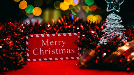 Christmas decorations. Colorful Christmas lights backgroundの写真素材