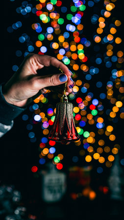 Christmas decorations. Colorful Christmas lights backgroundの写真素材