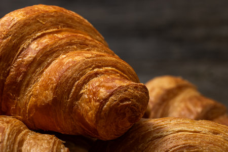 Delicious, fresh croissants. French breakfast conceptの写真素材
