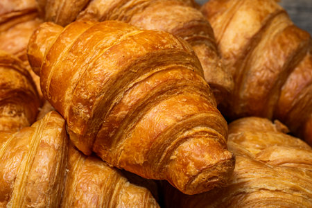 Delicious, fresh croissants. French breakfast conceptの写真素材