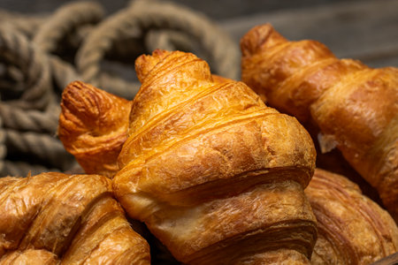 Delicious, fresh croissants. French breakfast conceptの写真素材