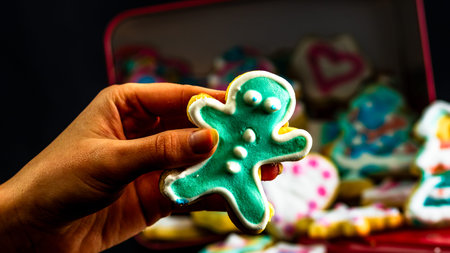 Detail of tasty homemade Christmas cookies