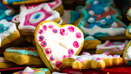 Detail of tasty homemade Christmas cookiesの写真素材