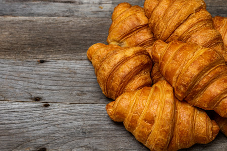Delicious, fresh croissants. French breakfast conceptの写真素材