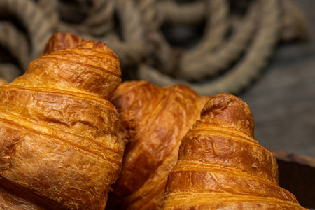 Delicious, fresh croissants. French breakfast conceptの写真素材