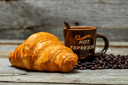 Delicious, fresh croissants. French breakfast conceptの写真素材