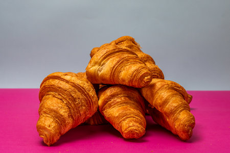 Delicious, fresh croissants. French breakfast conceptの写真素材