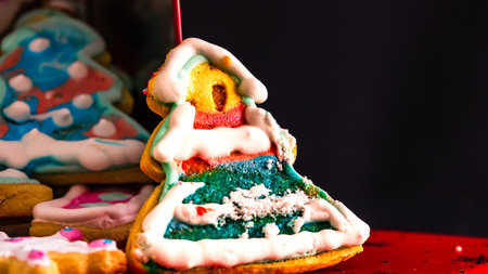 Detail of tasty homemade Christmas cookiesの写真素材