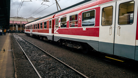 Train at Bucharest North Railway Station (Gara de Nord Bucuresti)のeditorial素材