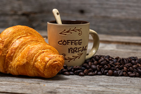 Delicious, fresh croissants. French breakfast conceptの写真素材