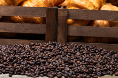 Delicious, fresh croissants. French breakfast conceptの写真素材