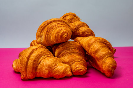 Delicious, fresh croissants. French breakfast conceptの写真素材