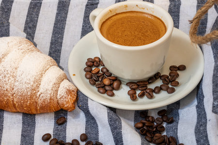 Delicious, fresh croissants. French breakfast conceptの写真素材