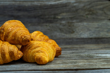 Delicious, fresh croissants. French breakfast conceptの写真素材