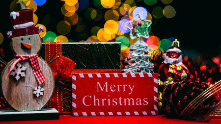 Christmas decorations. Colorful Christmas lights backgroundの写真素材