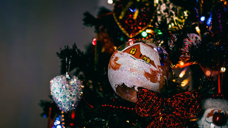Christmas decorations. Colorful Christmas lights background