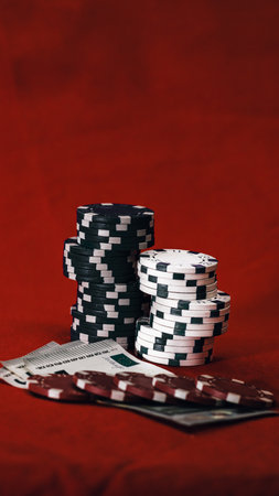 Stack of poker chips for high-stakes casino gamesの写真素材