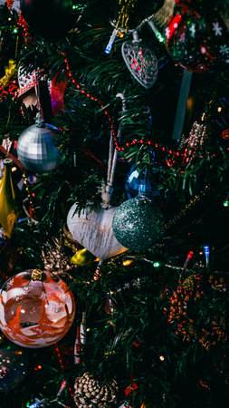 Christmas decorations. Colorful Christmas lights background
