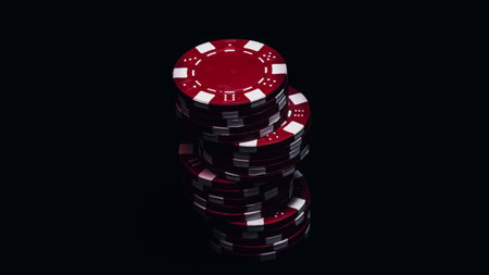 Stack of poker chips for high-stakes casino gamesの写真素材