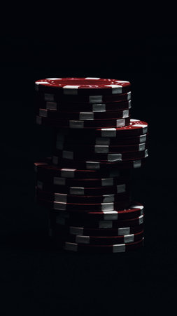 Stack of poker chips for high-stakes casino gamesの写真素材