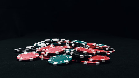 Stack of poker chips for high-stakes casino gamesの写真素材