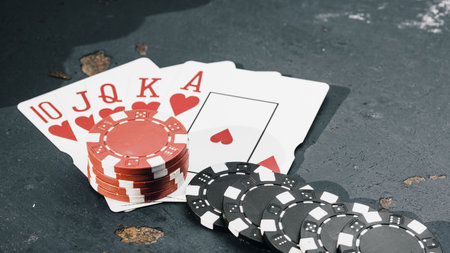 Stack of poker chips for high-stakes casino gamesの写真素材