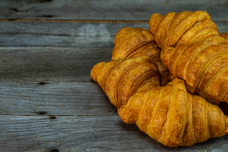 Delicious, fresh croissants. French breakfast conceptの写真素材