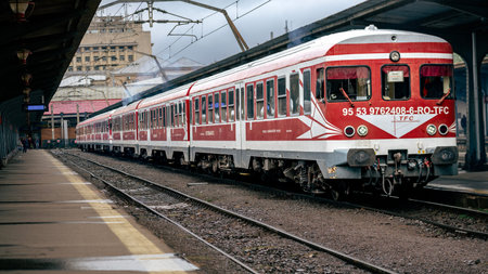Train at Bucharest North Railway Station (Gara de Nord Bucuresti)のeditorial素材