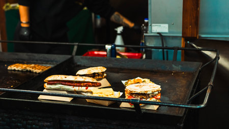 Traditional food at Bucharest Christmas Marketの写真素材
