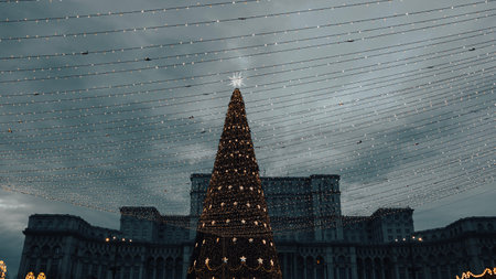 Christmas decorations at Bucharest Christmas Marketの写真素材