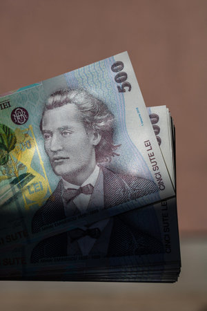 Romanian LEI Currency Banknote. RON Money Currency