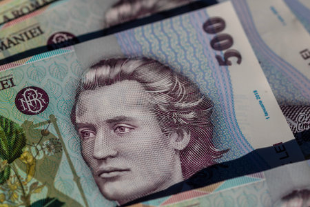 Romanian LEI Currency Banknote. RON Money Currency