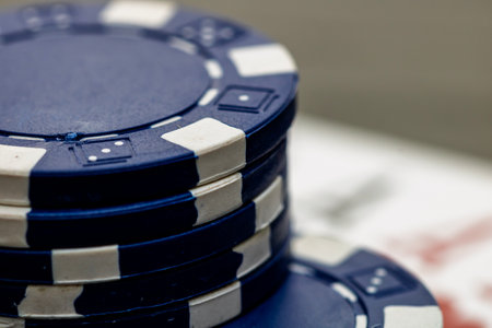 Casino chips and cards on the table. Poker gambling conceptの写真素材
