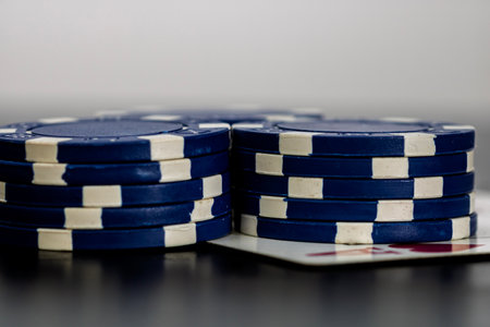 Casino chips and cards on the table. Poker gambling conceptの写真素材