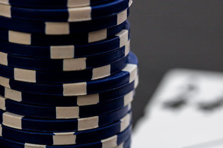 Casino chips and cards on the table. Poker gambling conceptの写真素材