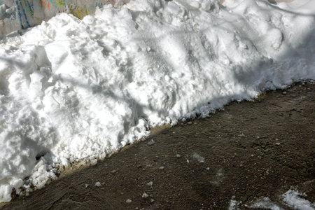 City covered in snow after a heavy snowfall. Urban scene during winterの写真素材