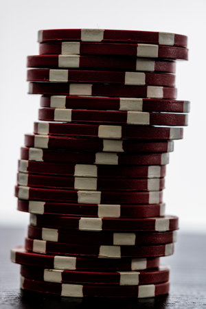 Casino chips and cards on the table. Poker gambling conceptの写真素材