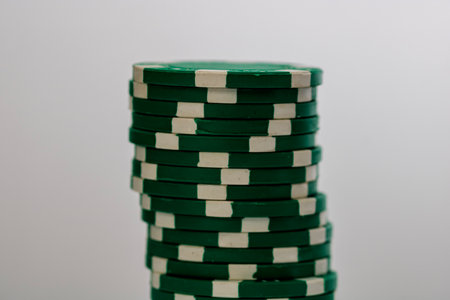 Casino chips and cards on the table.の写真素材
