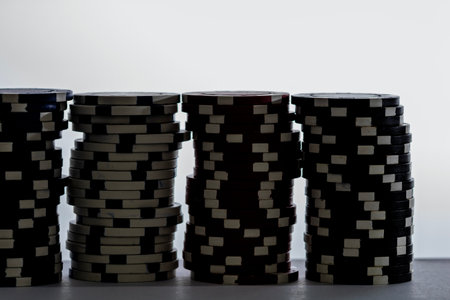 Casino chips and cards on the table. Poker gambling conceptの写真素材