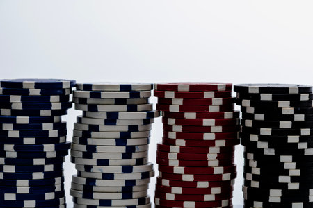 Casino chips and cards on the table. Poker gambling conceptの写真素材