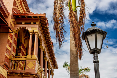 Key West famous panoramic streets and buildings view. South Florida Keys, United states of Americaの写真素材