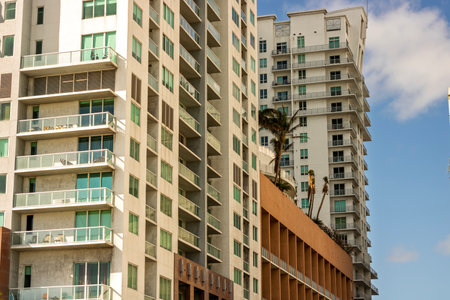 Miami, Florida downtown financial district. US city skyline and skyscrapersの写真素材