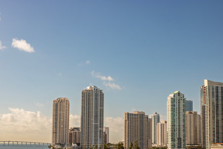 Miami, Florida downtown financial district. US city skyline and skyscrapersの写真素材