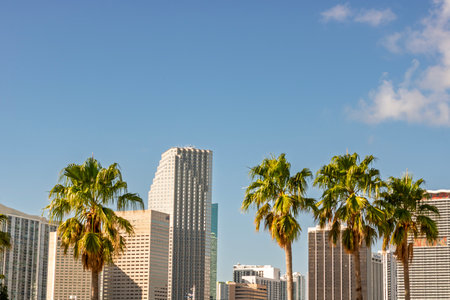 Miami, Florida downtown financial district. US city skyline and skyscrapersの写真素材