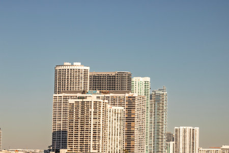 Miami, Florida downtown financial district. US city skyline and skyscrapersの写真素材